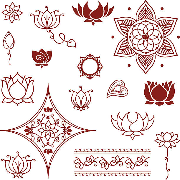 Mehndi Lotus Collection vector art illustration