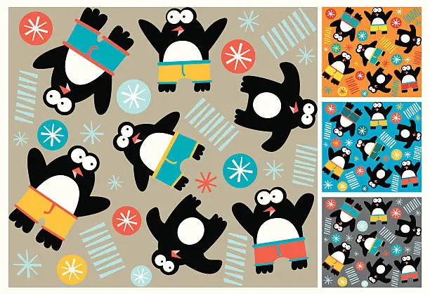 Vector illustration of Pattern with penguins