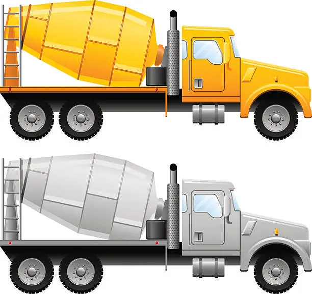 Vector illustration of Concrete mixer truck