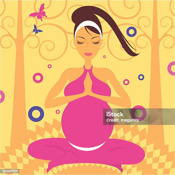 Yoga Pregnant Stock Illustration - Download Image Now - Abdomen, Adult, Beauty