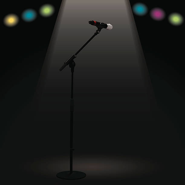 Empty Mic At Center Stage vector art illustration