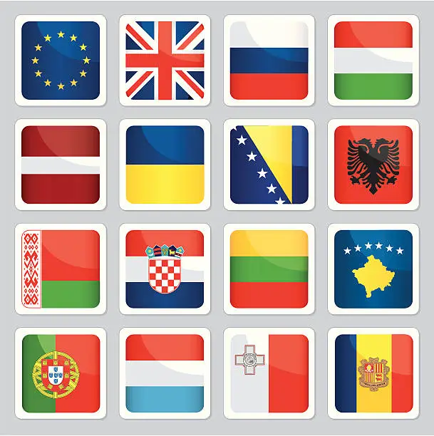 Vector illustration of Flags of europe