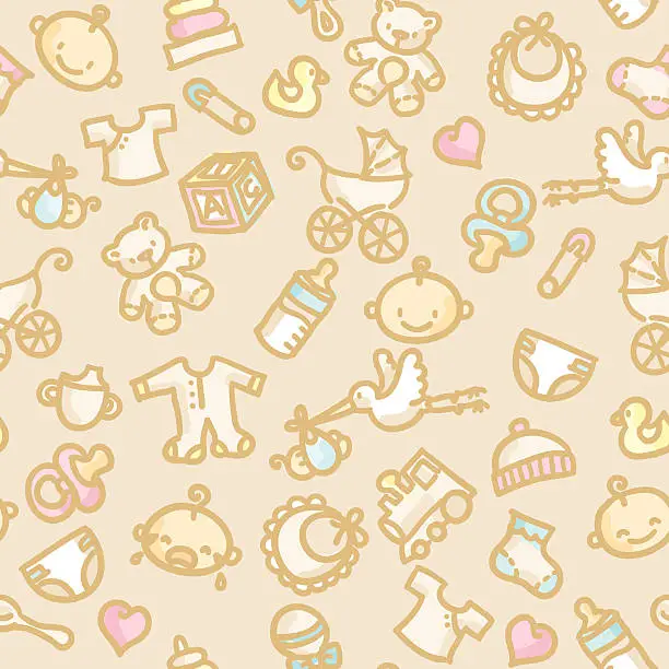 Vector illustration of seamless pattern: baby (neutral)