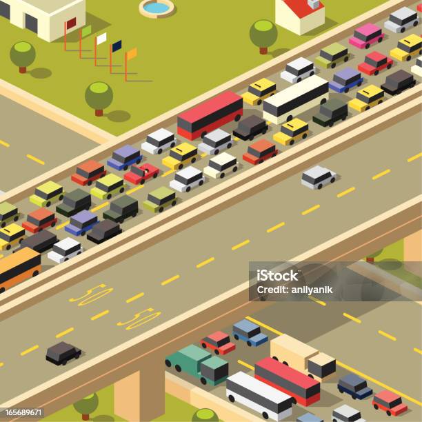 Road Zum Arbeit Stock Vektor Art und mehr Bilder von Isometrische Darstellung - Isometrische Darstellung, Stau, Fernverkehr