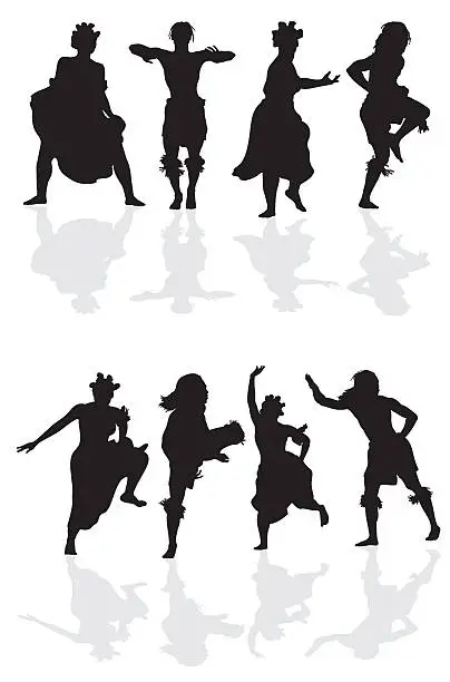 Vector illustration of African Dancers Silhouette