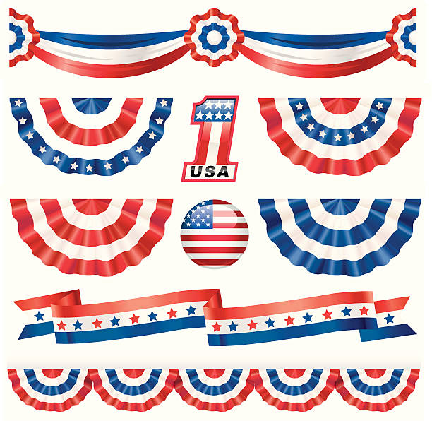 american-bunting - patriotism american flag american culture fourth of july stock-grafiken, -clipart, -cartoons und -symbole