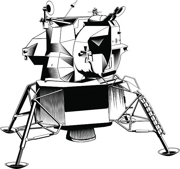 Vector illustration of Close-up of a lunar module