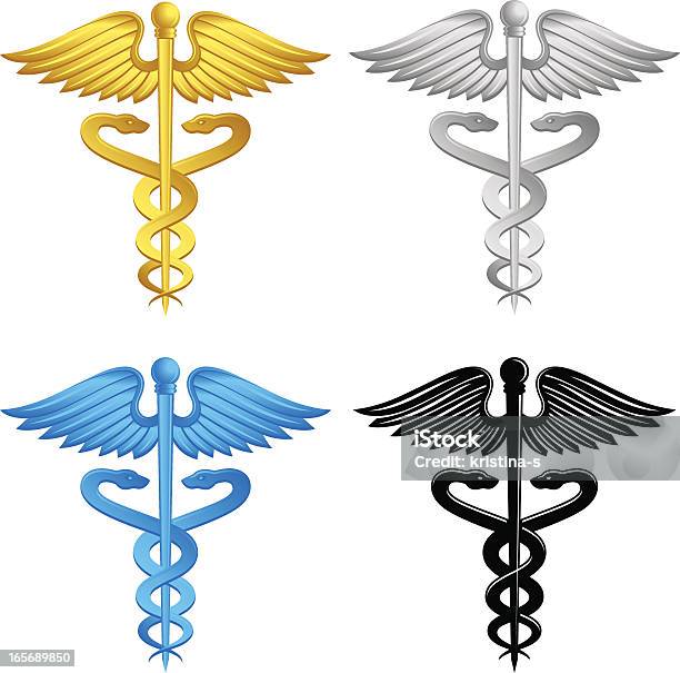 Ilustración de Caduceo y más Vectores Libres de Derechos de Caduceo - Caduceo, Azul, Color negro