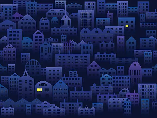 Vector illustration of City in the night seamless background
