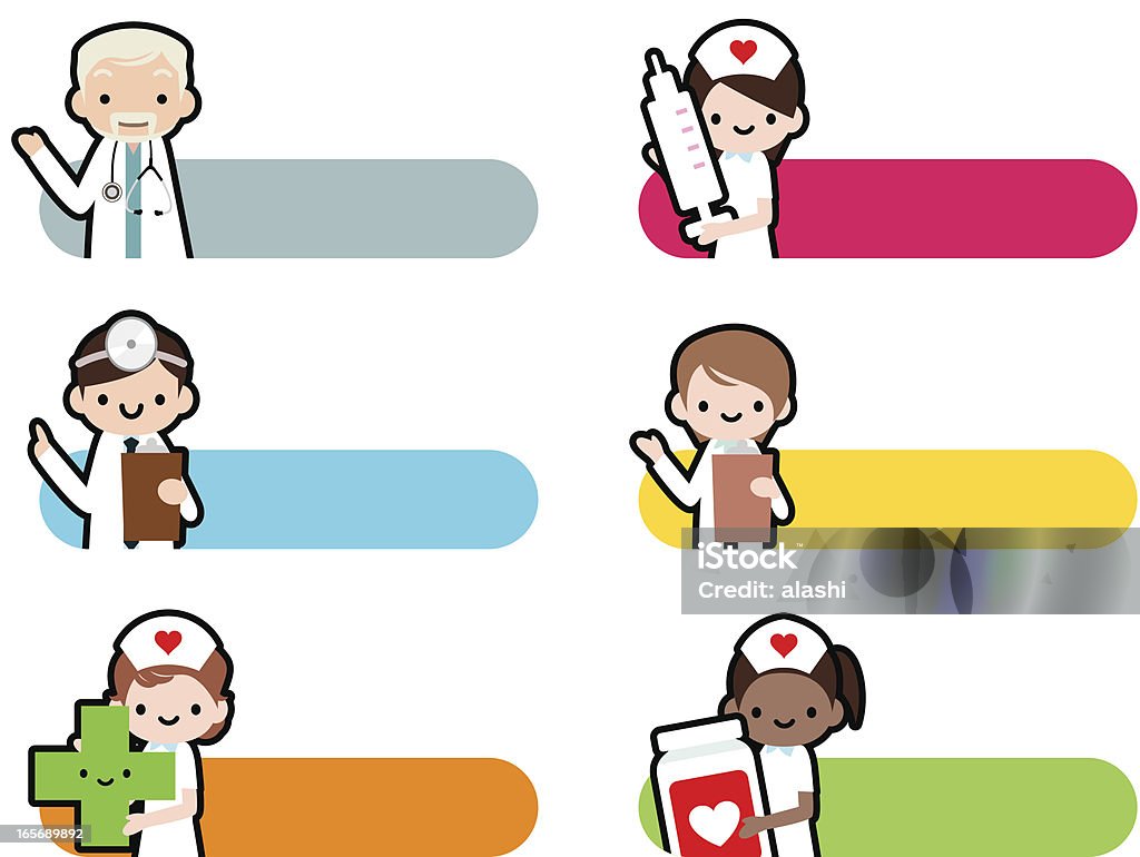 Cute Icon Set: Professional Kindly Doctor And Smiling Nurse Cute Icon Set: Professional Kindly Doctor And Smiling Nurse. Doctor stock vector