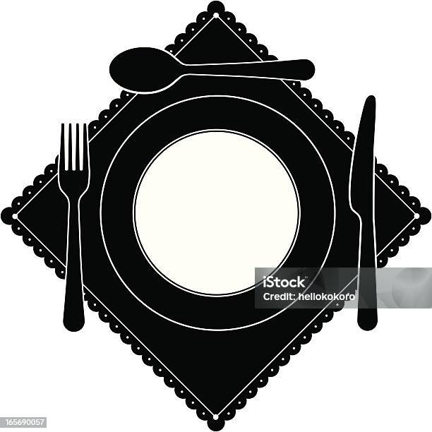 Vetores de Talheres Configuração e mais imagens de Botar a Mesa - Botar a Mesa, Colher - Faqueiro, Comida e bebida