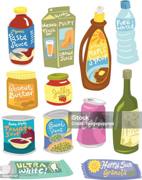 Grocery Items Stock Illustration - Download Image Now - Peanut Butter, Bottle, Breakfast