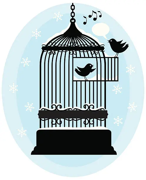 Vector illustration of Christmas Tweety Birds