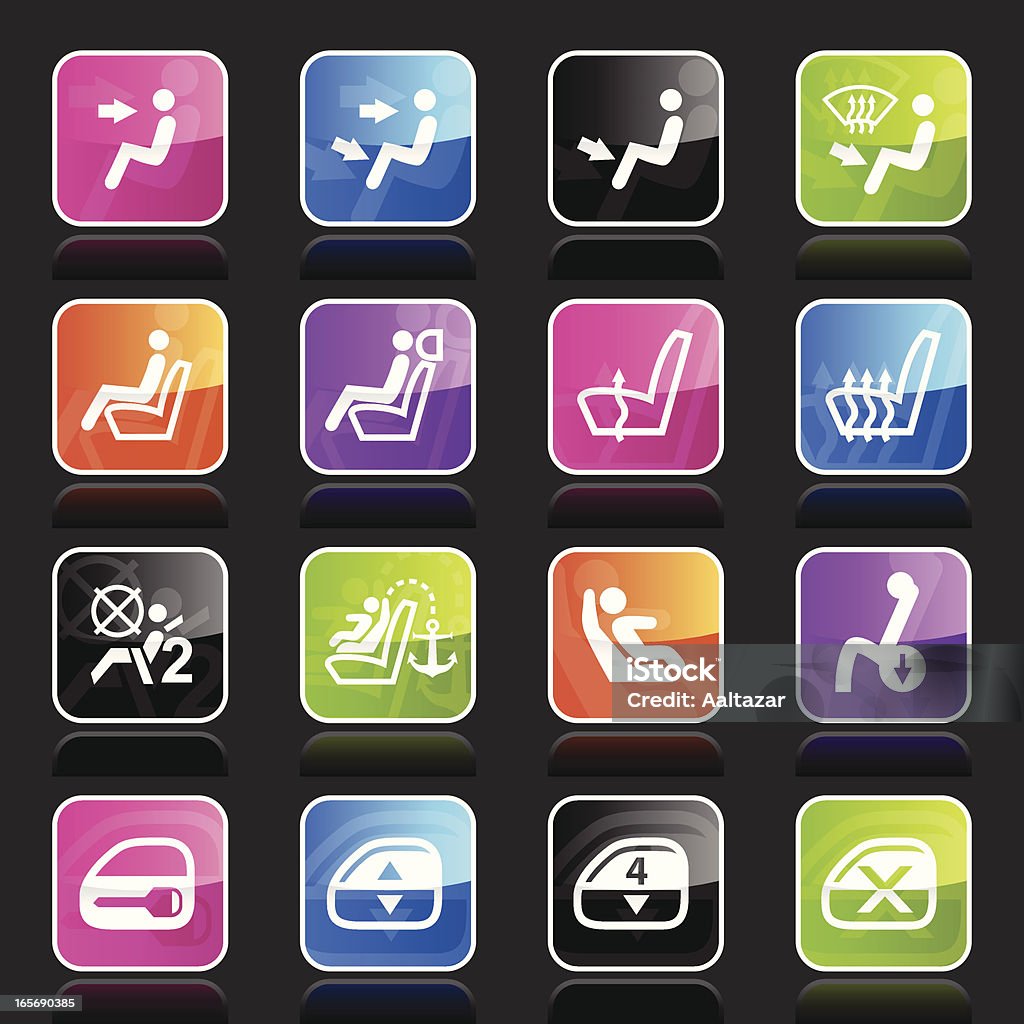 Ubergloss iconos de auto Control de indicadores - arte vectorial de Airbag libre de derechos