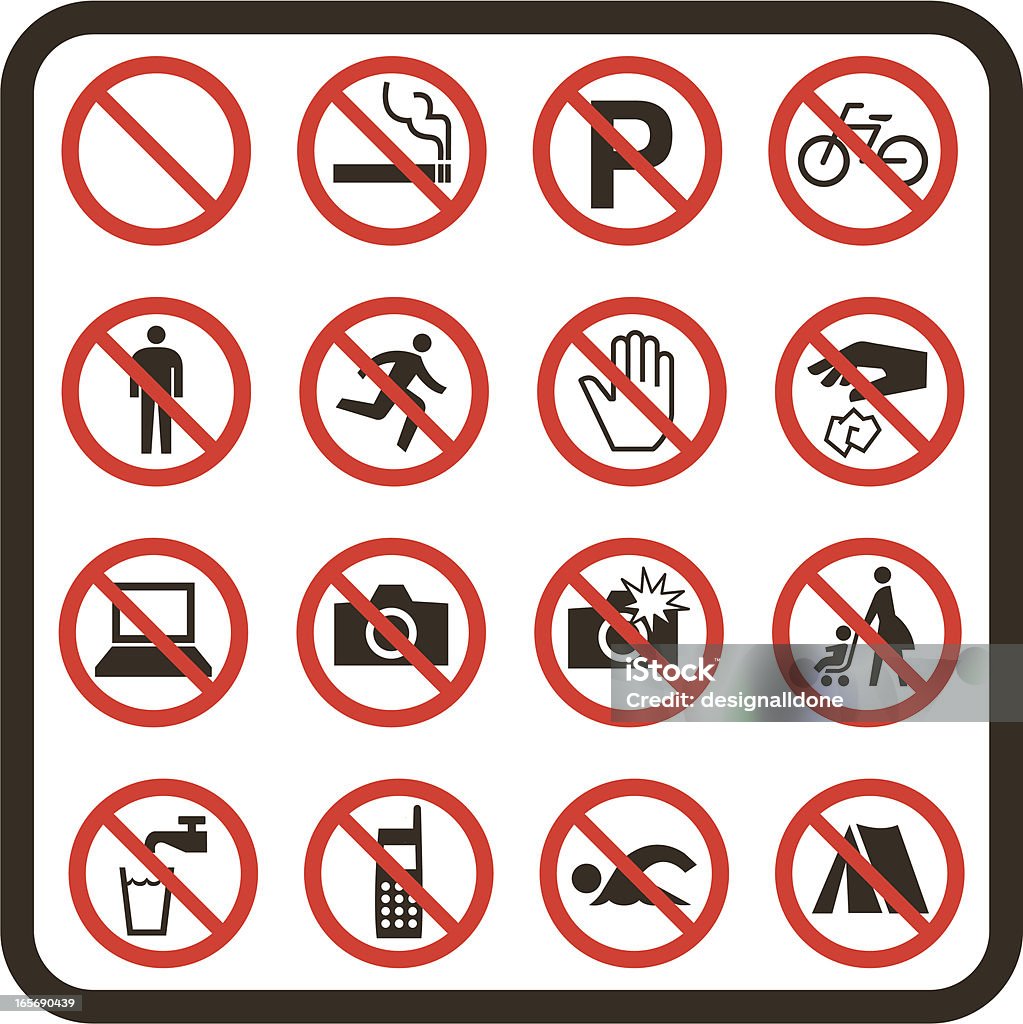 Simple Prohibited Signs Collection of simple Prohibited/Banned signs. Forbidden stock vector