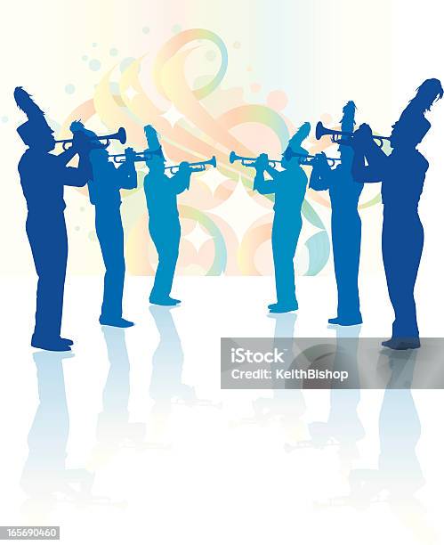 Marching Band Trumpet Line Background Stock Illustration - Download Image Now - Marching Band, Vector, Parade