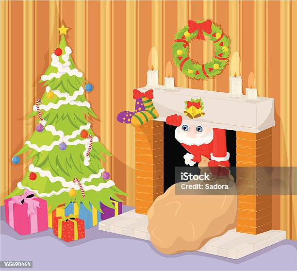 Канун Рождества — стоковая векторная графика и другие изображения на тему Санта Клаус - Санта Клаус, Векторная графика, Гостиная