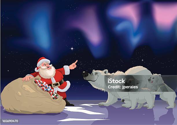 Сантаклаус И Голодный Bears — стоковая векторная графика и другие изображения на тему Люди - Люди, Медведь, Полярный медведь
