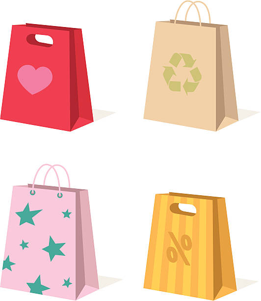 ilustrações, clipart, desenhos animados e ícones de sacos de compras - bolsa de presente