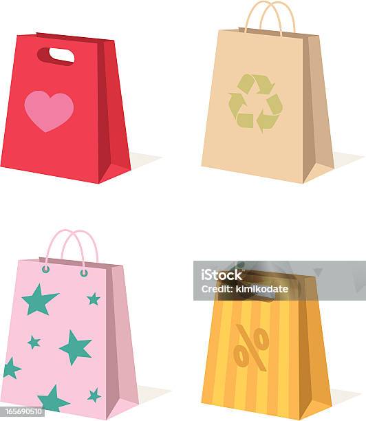 Shopping Сумки — стоковая векторная графика и другие изображения на тему Подарочный пакет - Подарочный пакет, Ящик, Хозяйственная сумка