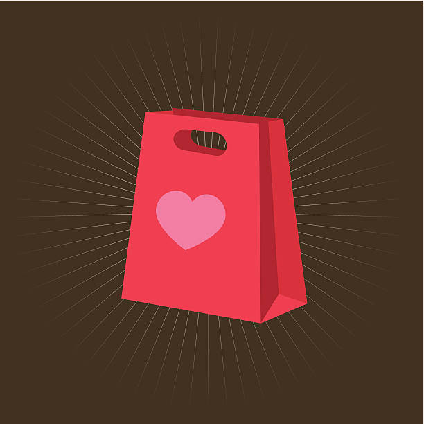 illustrazioni stock, clip art, cartoni animati e icone di tendenza di retrò, shopping bag con cuore - heart shape exploding pink love
