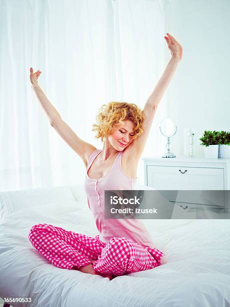 Happy Morning Stock Photo - Download Image Now - Waking up, Women, Bed - Furniture