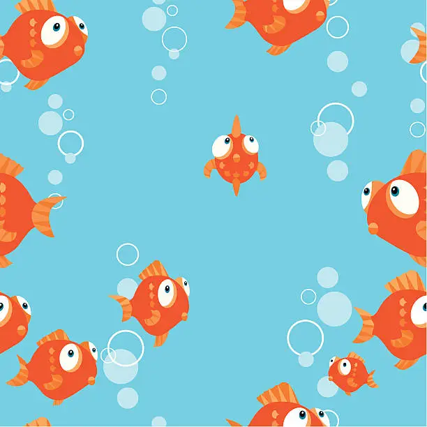 Vector illustration of Goldfish Seamless Pattern