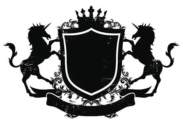 Vector illustration of unicorn shield banner
