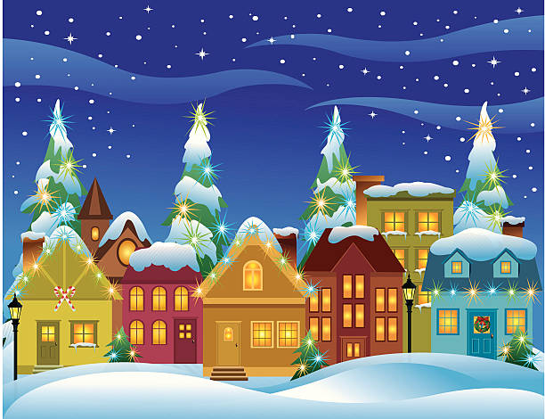 illustrazioni stock, clip art, cartoni animati e icone di tendenza di christmas village - eaves