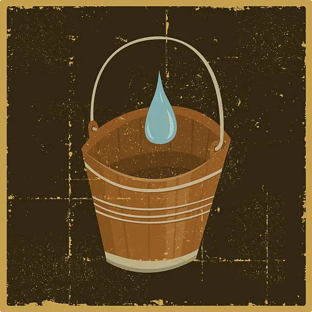 Vector illustration of Vintage Drop in a Bucket