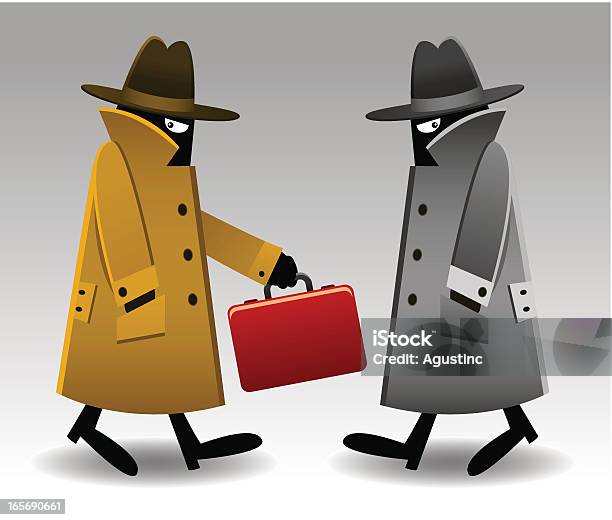 Secret Agents With Red Briefcase Stock Illustration - Download Image Now - Spy, Briefcase, Cartoon