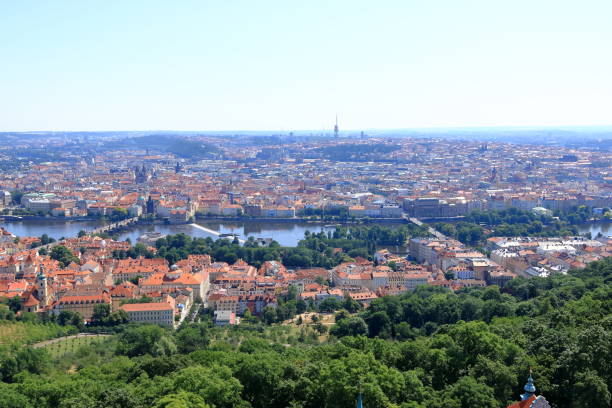 istock Prague beautiful panoramic aerial view from above, czech republic 1656915919