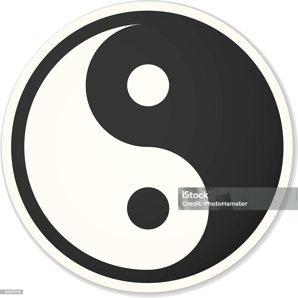 yin und yang-symbol Schwarz Runde Aufkleber - Lizenzfrei Taoismus Vektorgrafik
