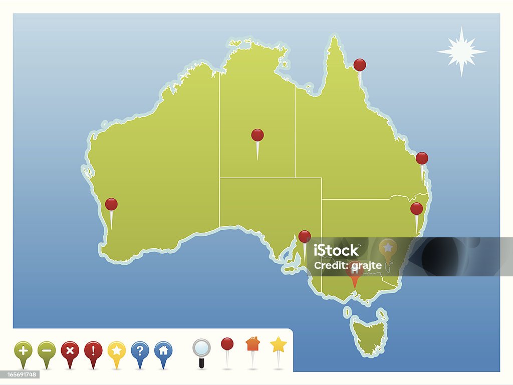 Iconos de GPS Mapa de Australia - arte vectorial de Australia libre de derechos
