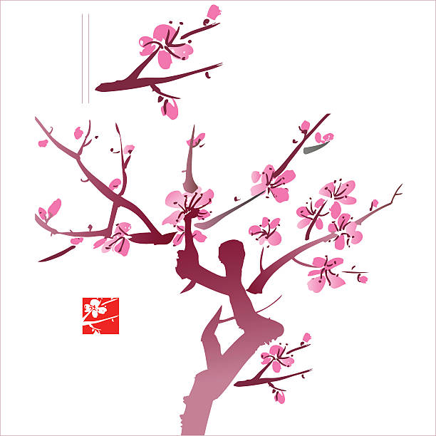 花-愛と happines - blossom peach blossom plum blossom zen like点のイラスト素材／クリップアート素材／マンガ素材／アイコン素材