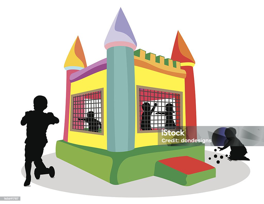 Bounce maison de la Silhouette et enfants - clipart vectoriel de Château gonflable libre de droits