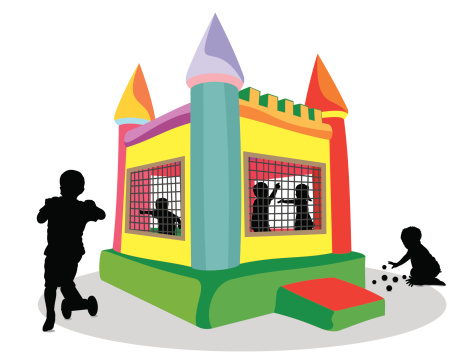 Bounce House and Children Silhouette