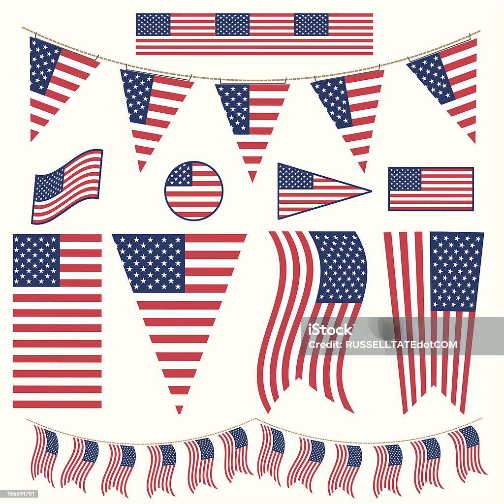 USA Potrzeszcz Pennants i flagi - Grafika wektorowa royalty-free (4-go lipca)