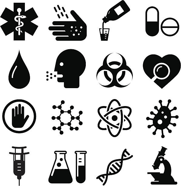 ilustrações de stock, clip art, desenhos animados e ícones de biomedical série de ícones-preto - life sciences