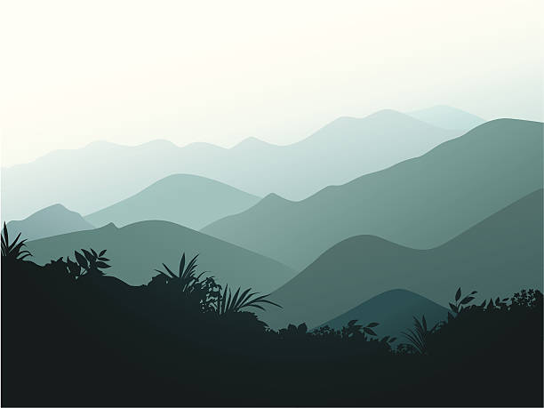 Smoky mountains Smoky mountains with forest silhouette at the front. twilight stock illustrations