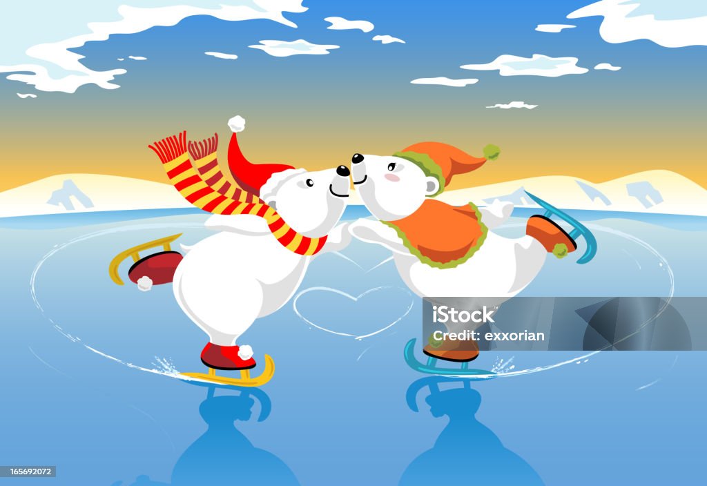 Les ours polaires Patinage sur glace Romance - clipart vectoriel de Patinage sur glace libre de droits
