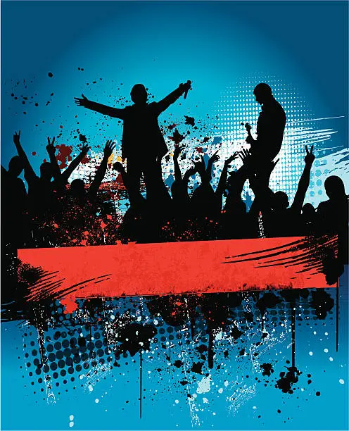 Vector illustration of A concert photo of the band and fans
