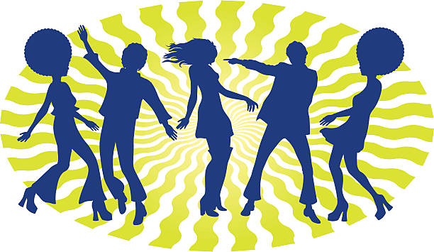 ilustraciones, imágenes clip art, dibujos animados e iconos de stock de bailarines de baile - 1950s style 1960s style dancing image created 1960s