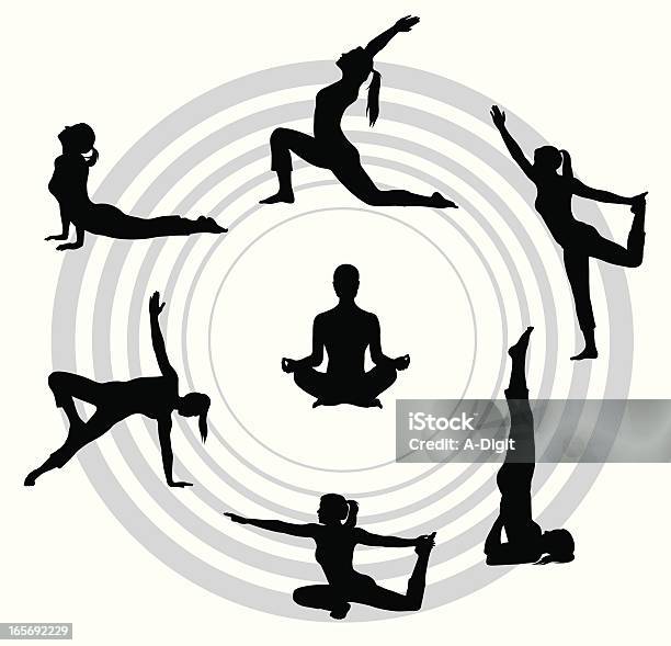Yogafitness — стоковая векторная графика и другие изображения на тему Йога - Йога, Силуэт, Контур