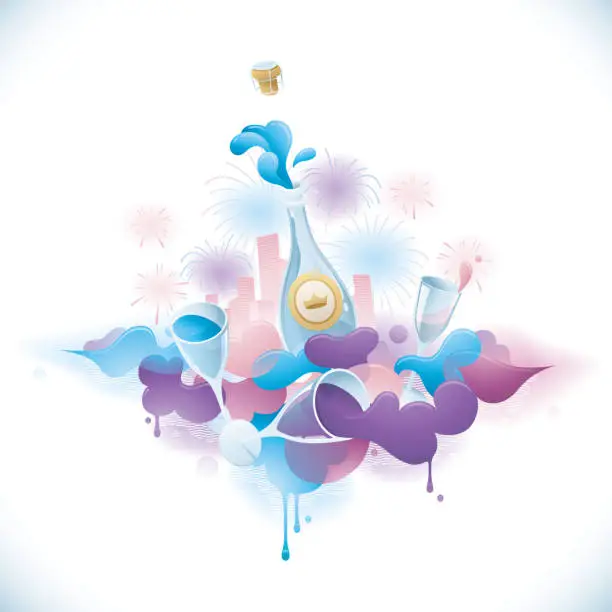 Vector illustration of Funky Champagne Party Background