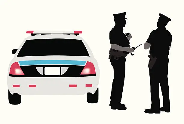 Vector illustration of Policing Vector Silhouette