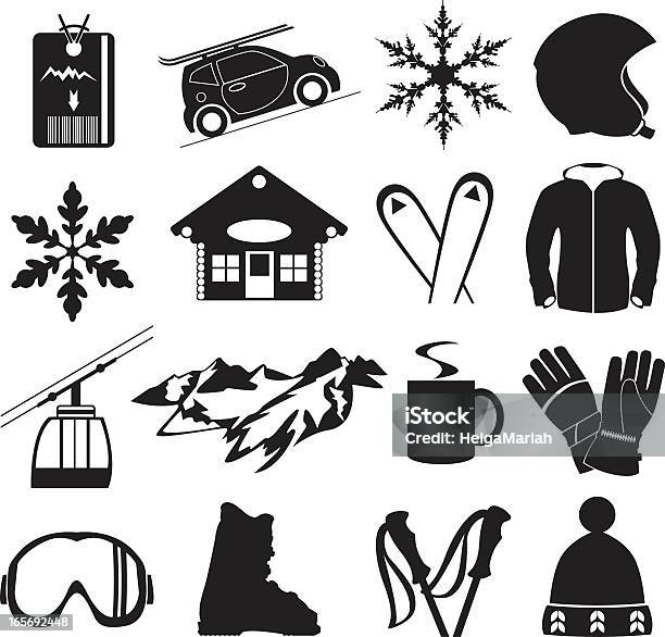 Vetores de Esqui Alpino Elementos De Design e mais imagens de Botas de esqui - Botas de esqui, Esqui - Equipamento esportivo, Esqui - Esqui e snowboard