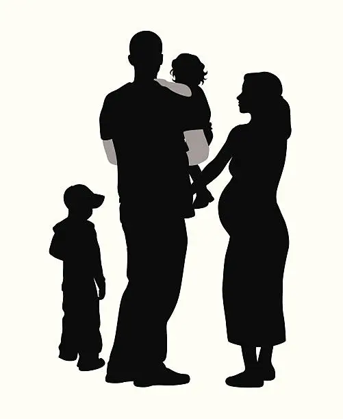 Vector illustration of Growing Family Vector Silhouette