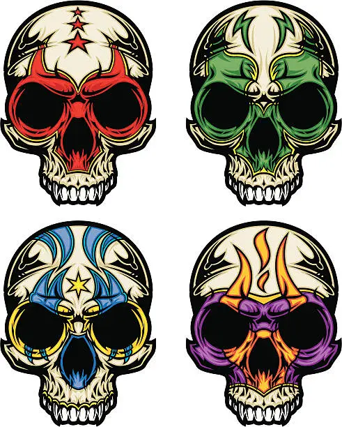 Vector illustration of Luchador Skull Masks