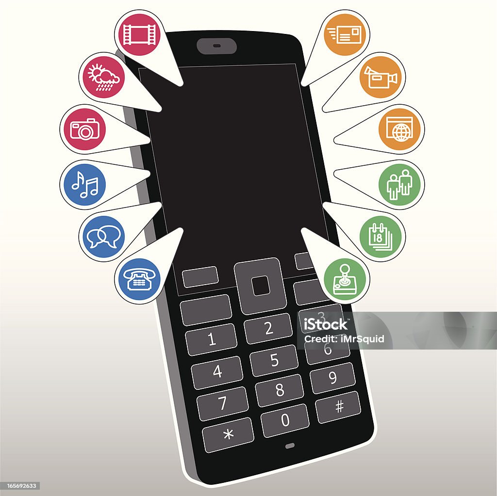 携帯電話／携帯電話機能の詳細 - GUIのロイヤリティフリーベクトルアート